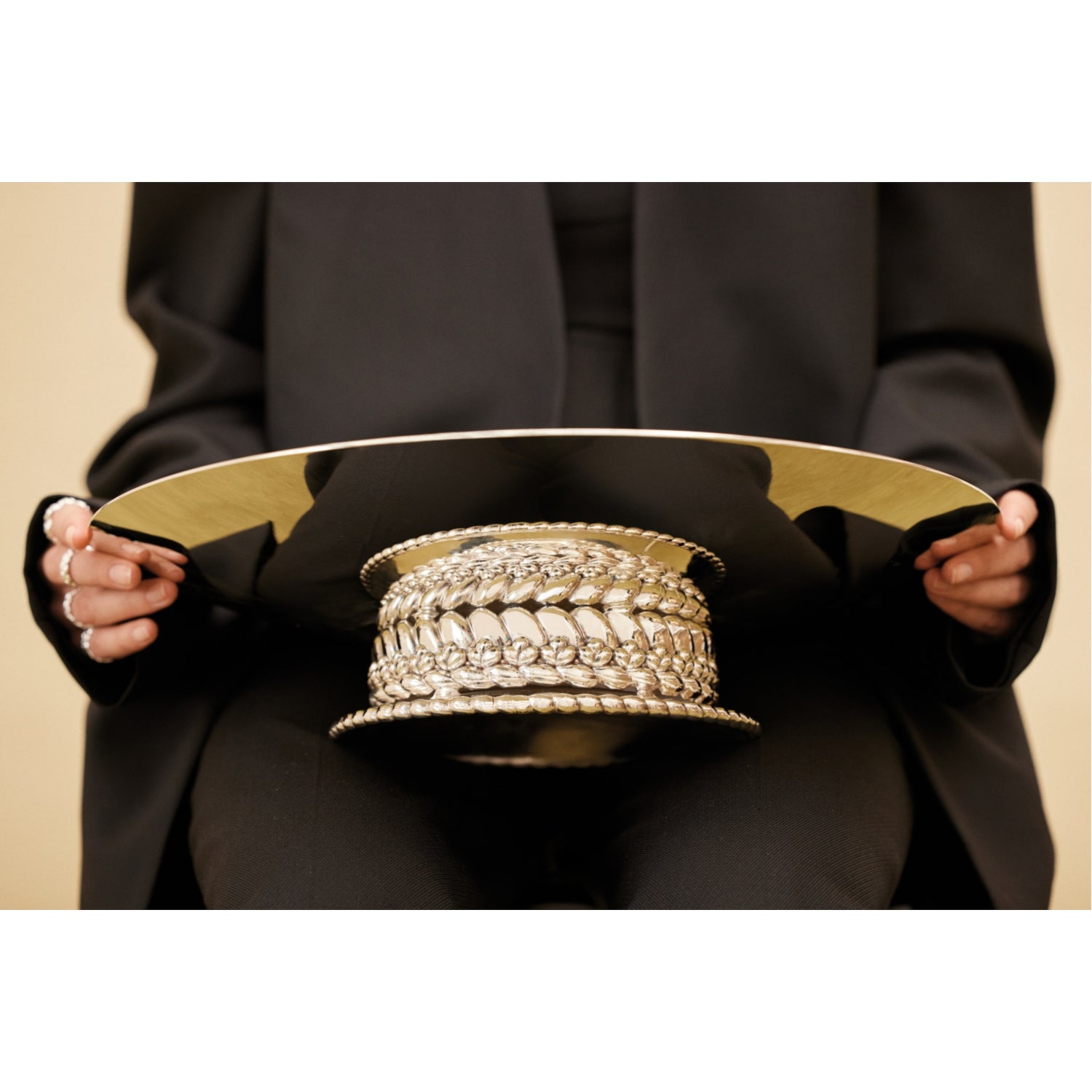Christofle silver-plated centre piece braided design 9cm, imported from the UK