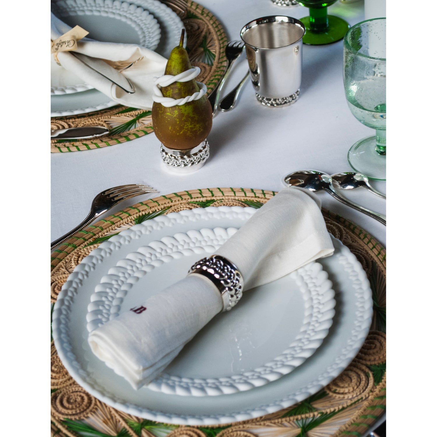 Christofle silver-plated napkin ring 3cm, Babylone collection (British brand)