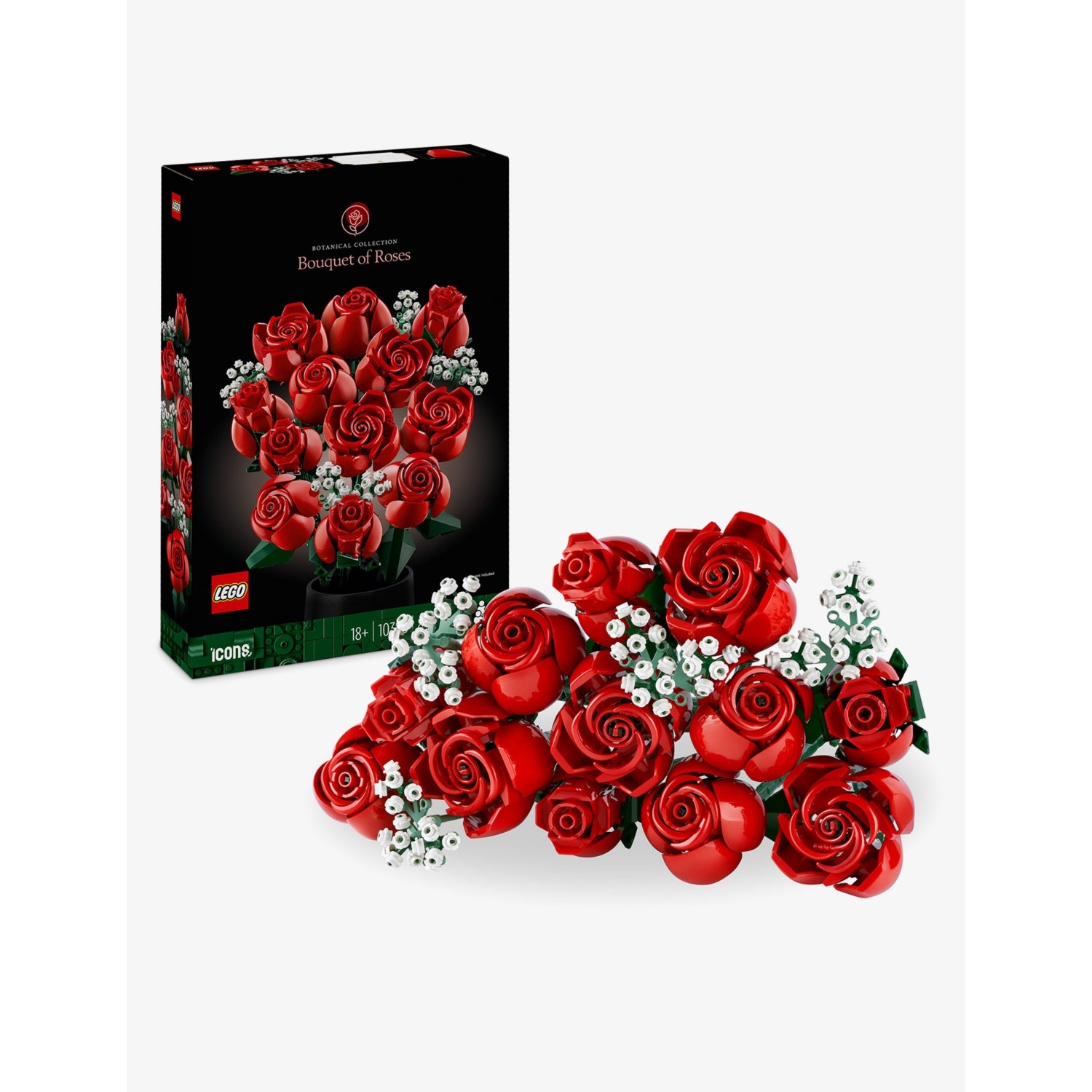 LEGO Icons Red Roses Bunch building set 822 pieces, UK version