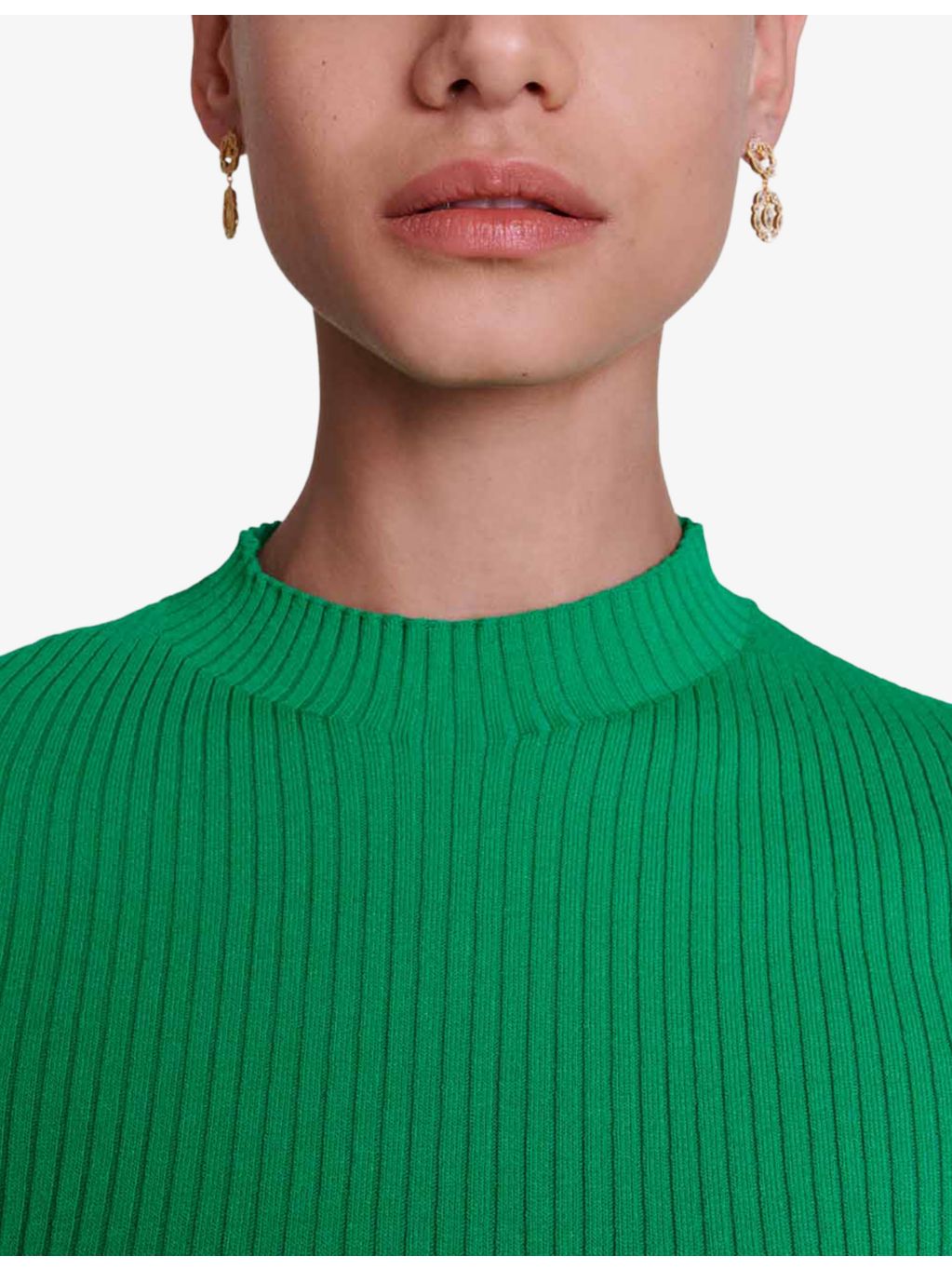 Maje gold-plated rhinestone earrings with cuff design (British brand)