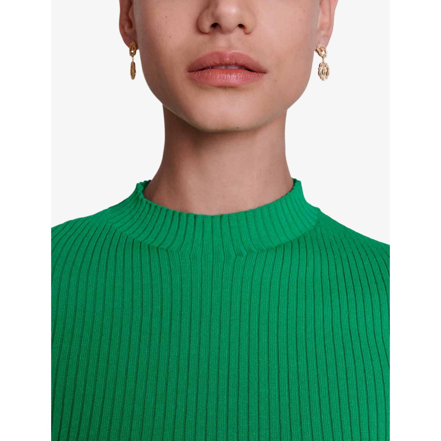 Maje gold-plated rhinestone earrings with cuff design (British brand)