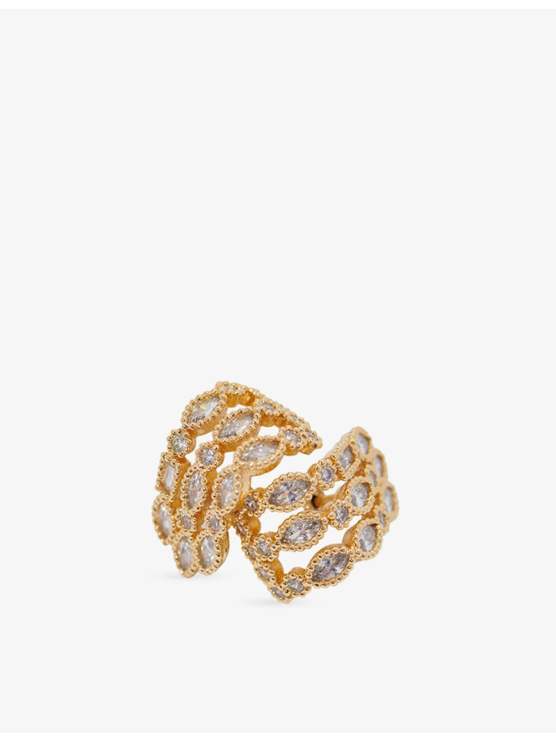 Maje gold-plated rhinestone earrings with cuff design (British brand)