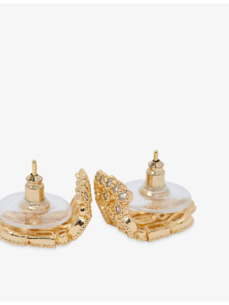 Maje gold-plated rhinestone earrings with cuff design (British brand)
