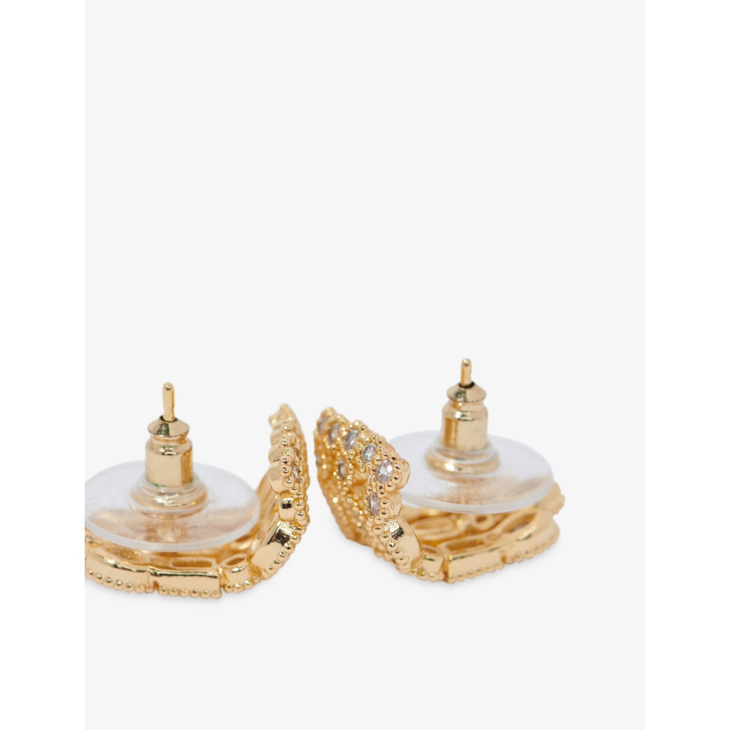 Maje gold-plated rhinestone earrings with cuff design (British brand)