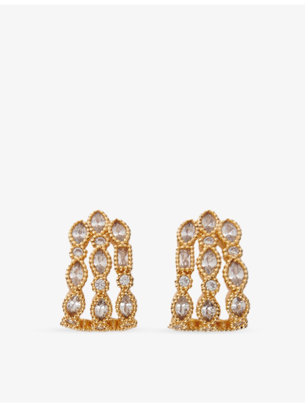 Maje gold-plated rhinestone earrings with cuff design (British brand)