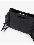 Maje leather cross-body bag with fringed trim, imported from the UK