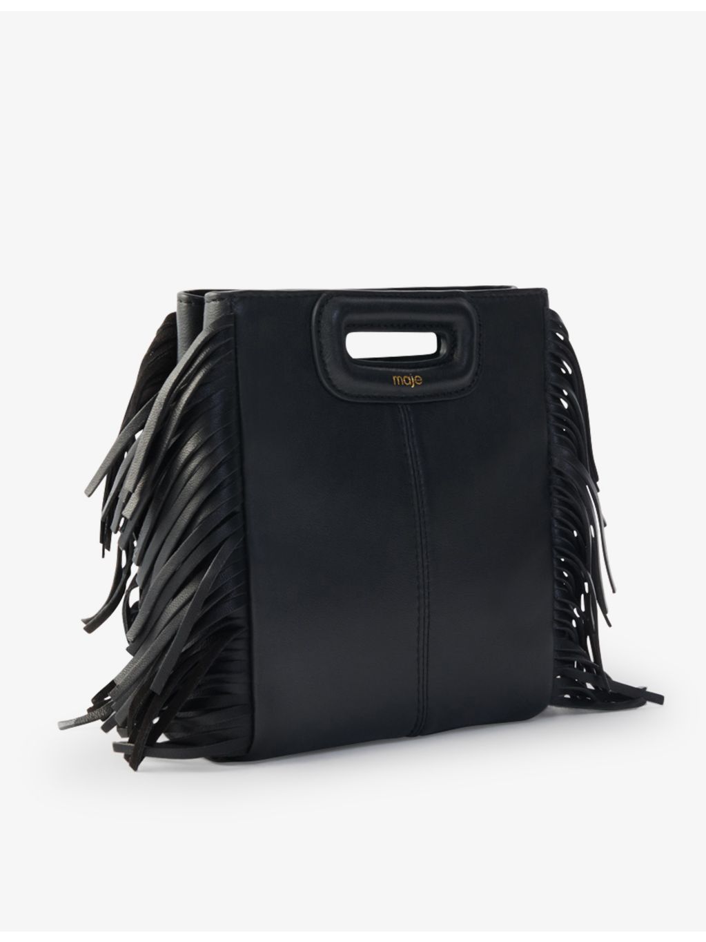 Maje leather cross-body bag with fringed trim, imported from the UK