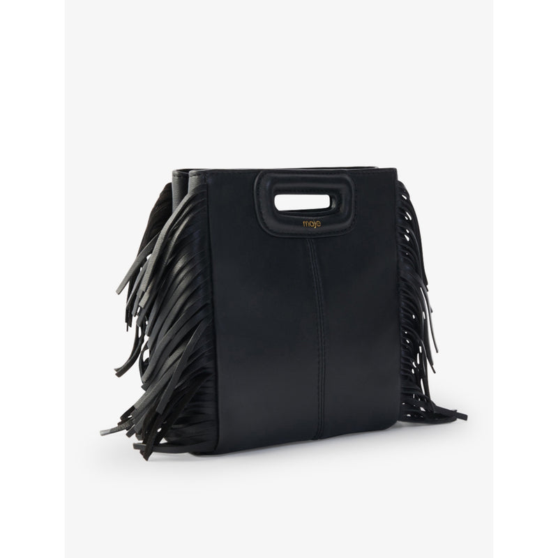 Maje leather cross-body bag with fringed trim, imported from the UK