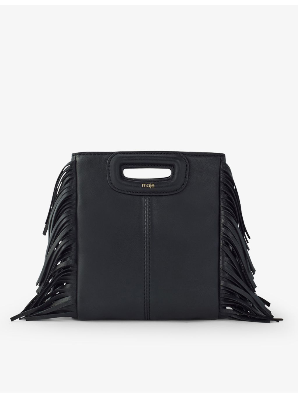 Maje leather cross-body bag with fringed trim, imported from the UK