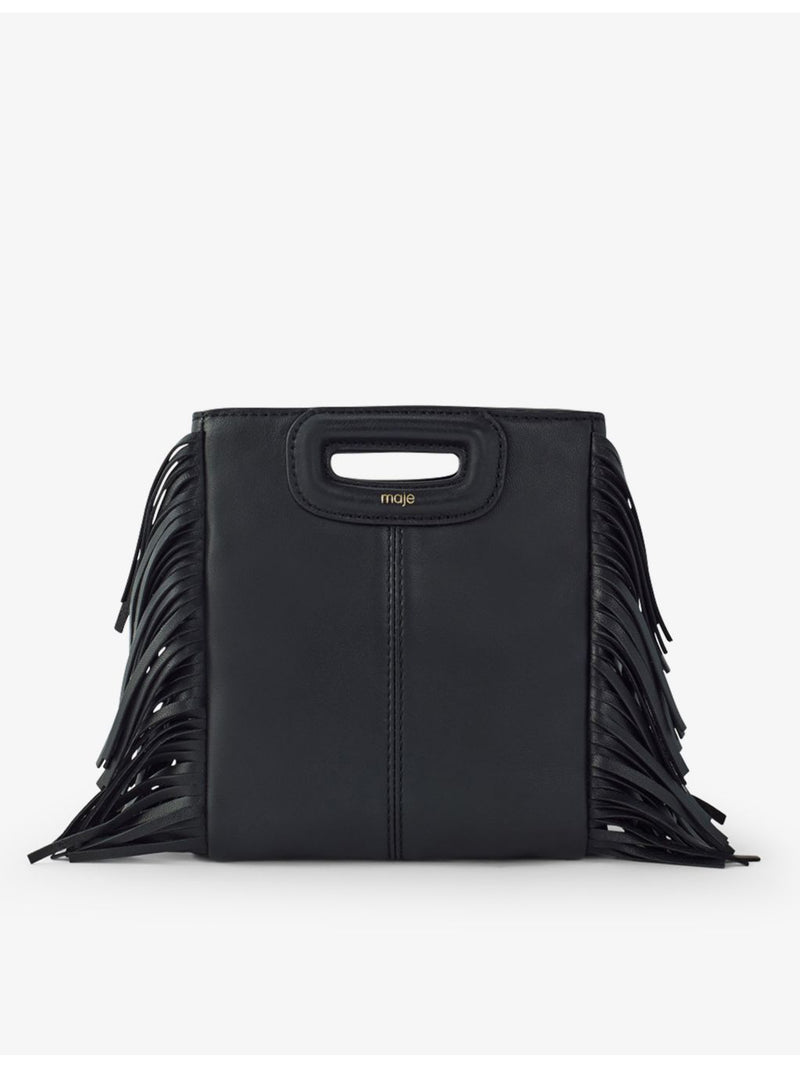 Maje leather cross-body bag with fringed trim, imported from the UK