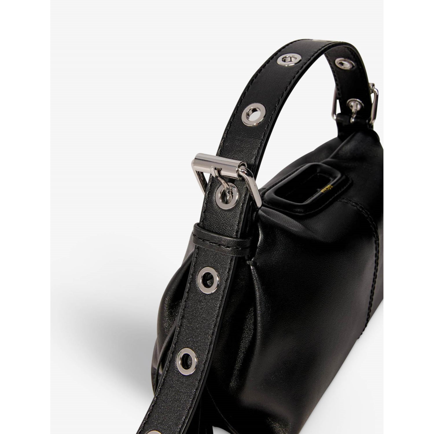 Maje Miss M mini logo-embossed leather shoulder bag, UK version