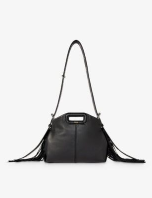 Maje Miss M mini logo-embossed leather shoulder bag, UK version