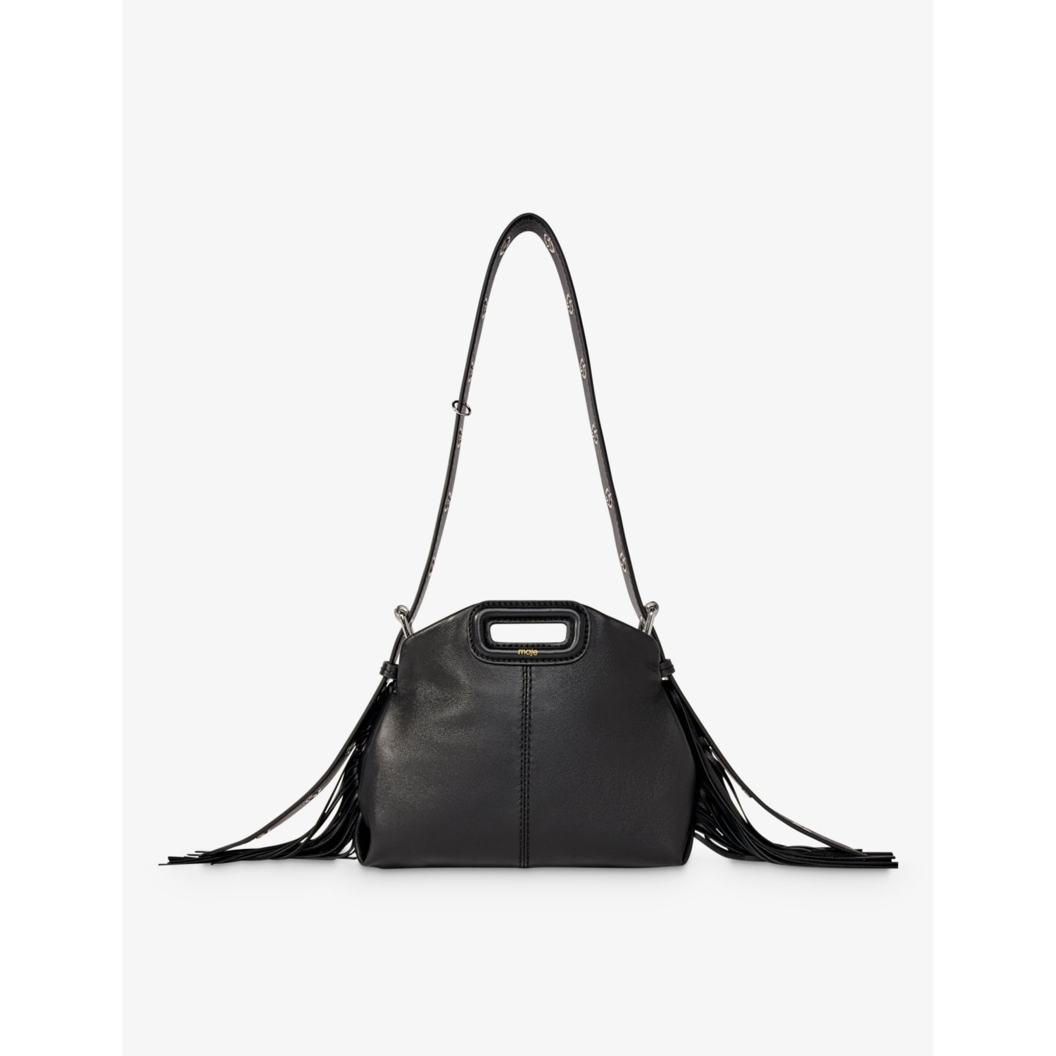 Miss M mini logo-embossed leather shoulder bag - Noir / Gris