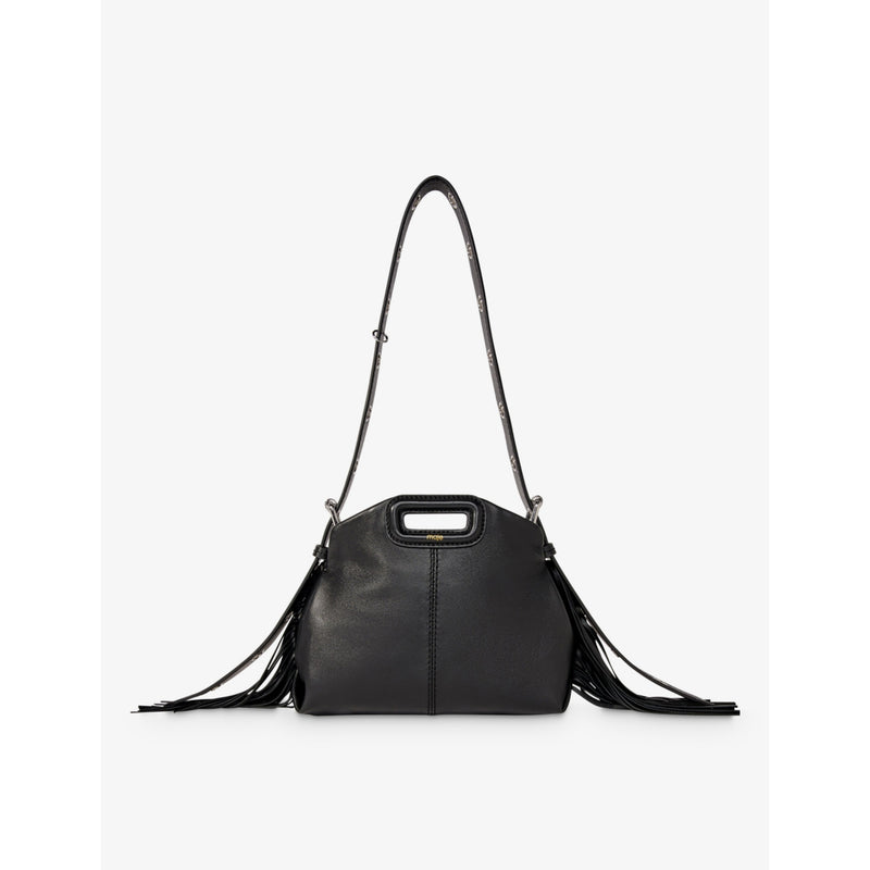 Miss M mini logo-embossed leather shoulder bag - Noir / Gris