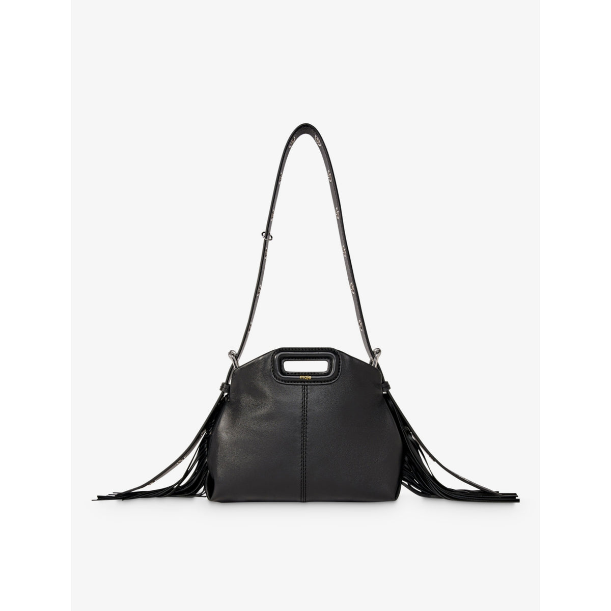 Miss M mini logo-embossed leather shoulder bag - Noir / Gris