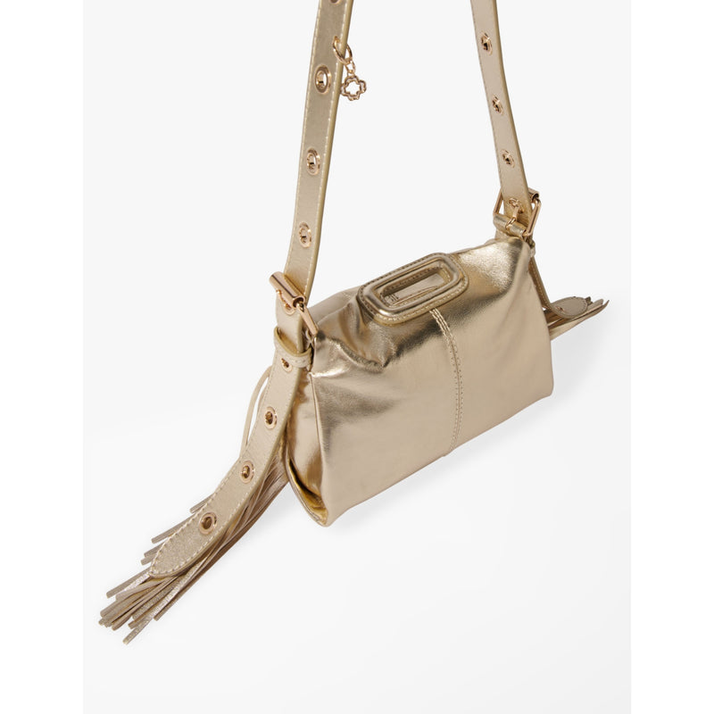 Maje Miss M Mini metallic leather shoulder bag, UK version