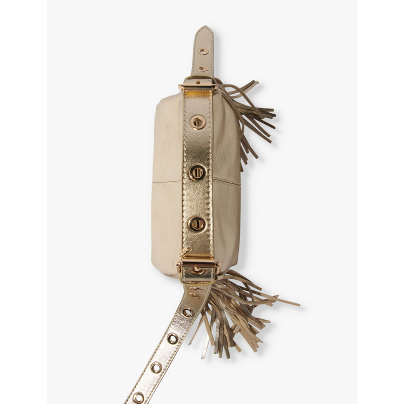 Maje Miss M Mini metallic leather shoulder bag, UK version