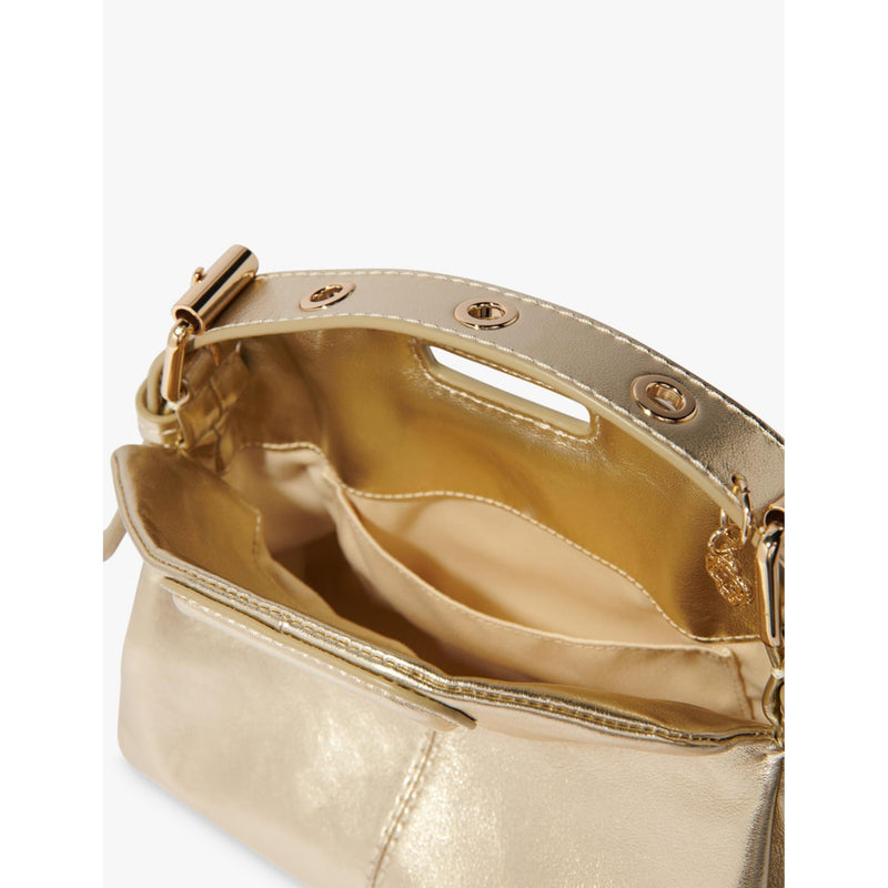 Maje Miss M Mini metallic leather shoulder bag, UK version