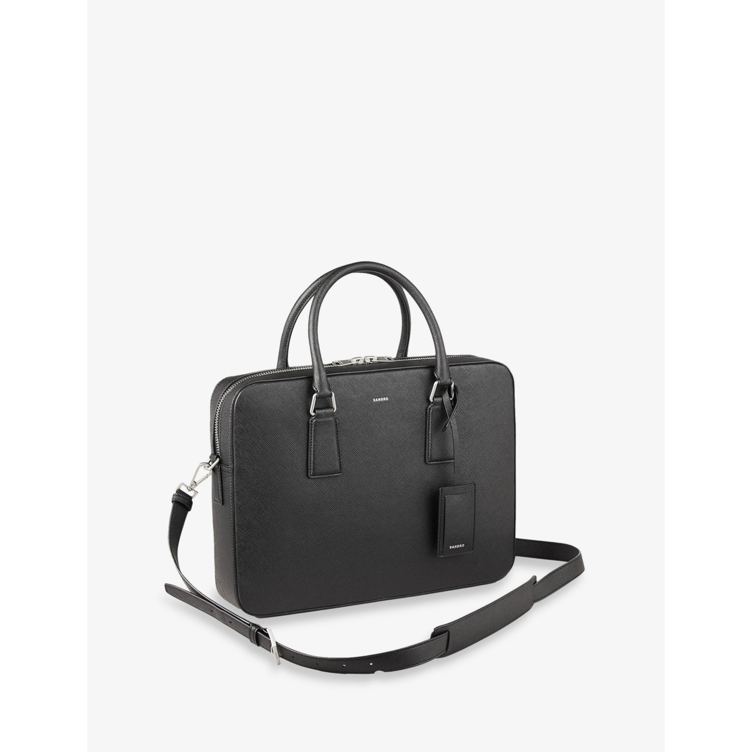 Sandro large logo-embossed faux-leather briefcase, UK version