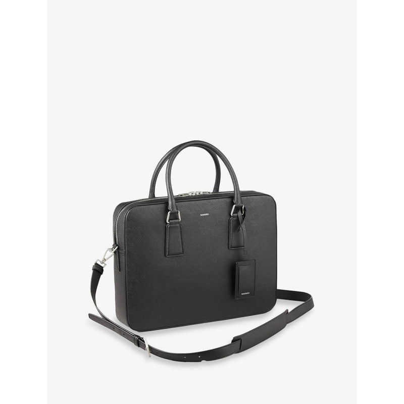 Sandro large logo-embossed faux-leather briefcase, UK version