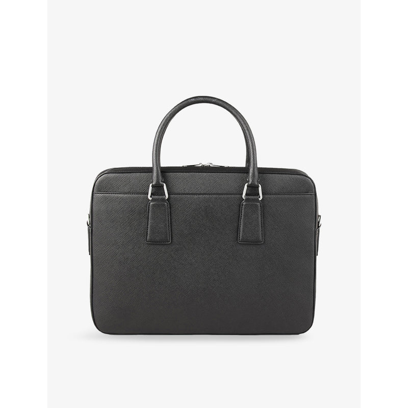 Sandro large logo-embossed faux-leather briefcase, UK version