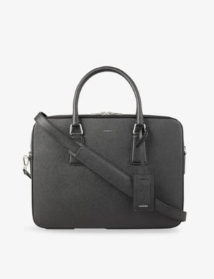Sandro large logo-embossed faux-leather briefcase, UK version