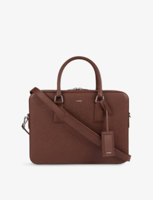 Sandro Large Logo-Embossed Faux-Leather Briefcase