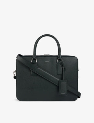 Sandro large logo-embossed faux-leather briefcase, UK version