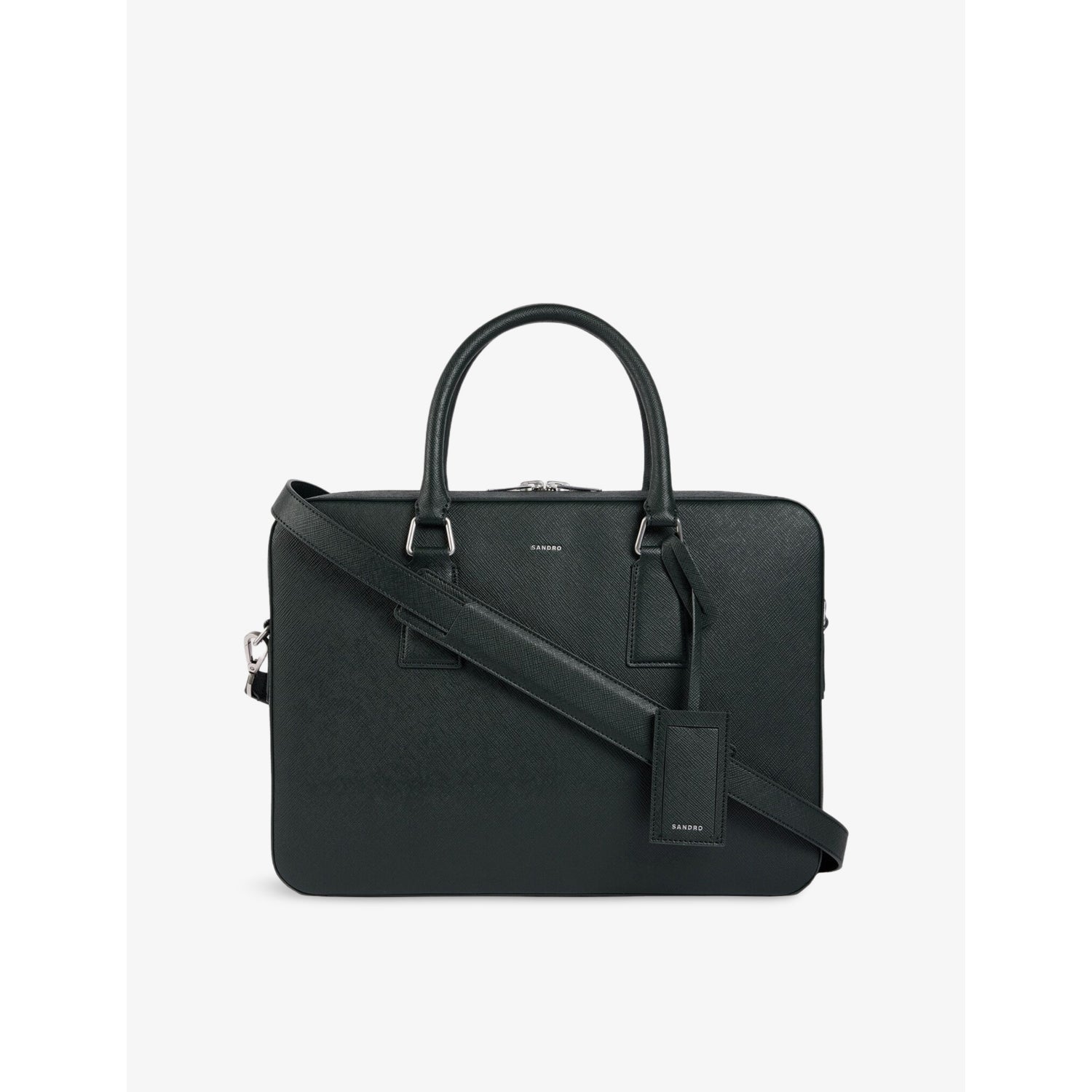 Sandro Large logo-embossed faux-leather briefcase