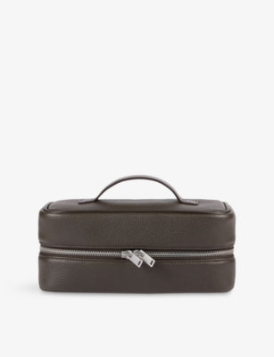 Sandro faux-leather wash bag top handle grained 22cm, UK version