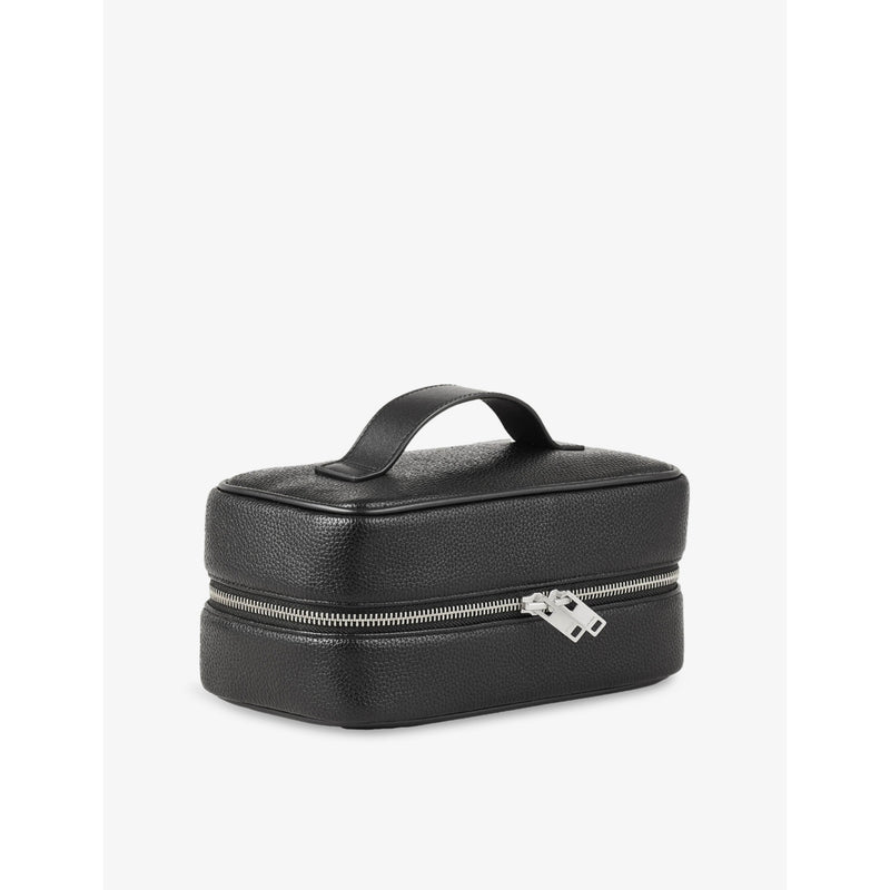 Sandro faux-leather wash bag top handle grained 22cm, UK version