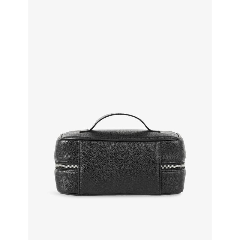 Sandro faux-leather wash bag top handle grained 22cm, UK version