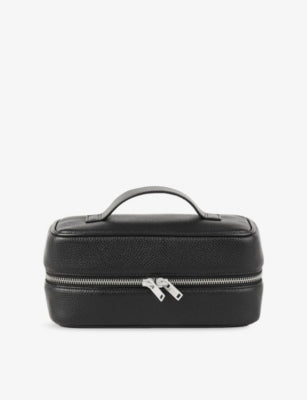 Sandro faux-leather wash bag top handle grained 22cm, UK version