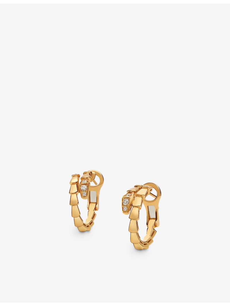 Bvlgari Serpenti Viper 18ct yellow gold diamond hoop earrings (British brand)