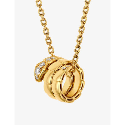 selfridges Bvlgari Serpenti Viper 18ct Yellow-Gold and 0.13ct Diamond Necklace- Buy online at McGrocer