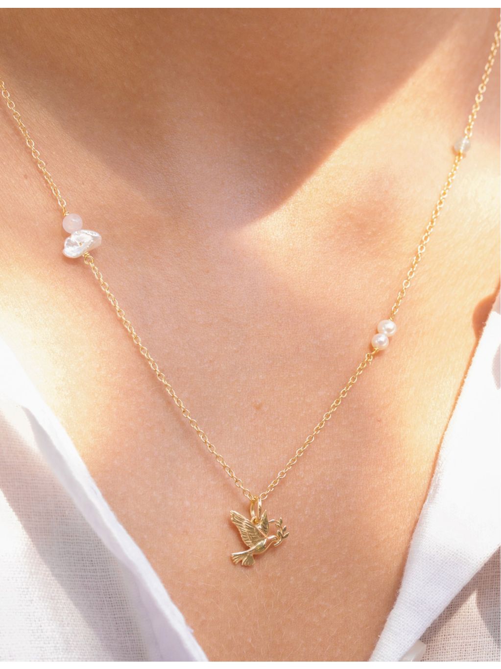 With Love Darling Peace Gaia dove pendant necklace 50cm (British brand)