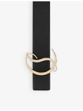 CL logo-buckle leather belt with signature red lining - British product