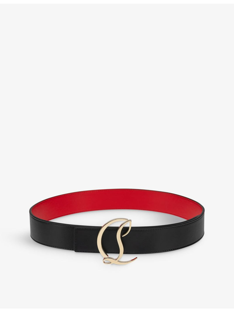 CL logo-buckle leather belt with signature red lining - British product