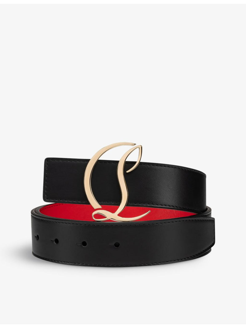 CL logo-buckle leather belt with signature red lining - British product