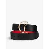 CL logo-buckle leather belt with signature red lining - British product