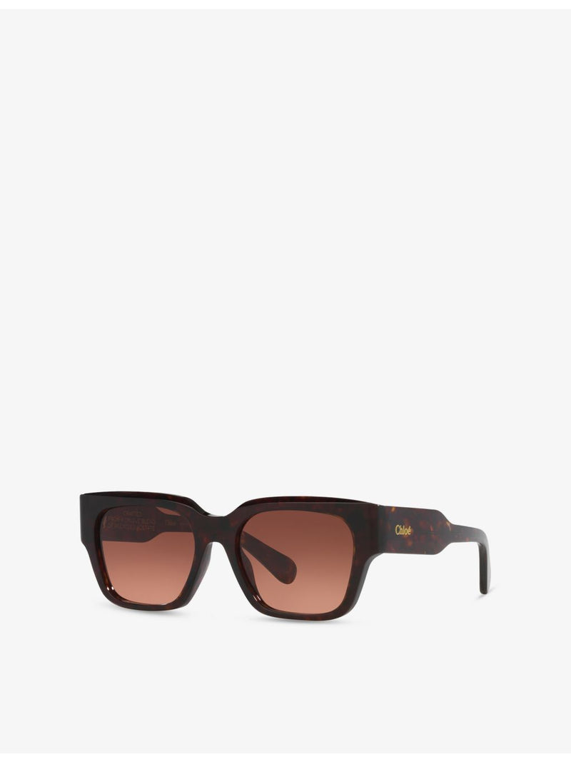 Chloé square-frame acetate sunglasses in tortoiseshell (British brand)