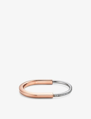 Tiffany & Co. Lock 18ct Rose and White Gold 1.08ct Diamond Bangle Bracelet