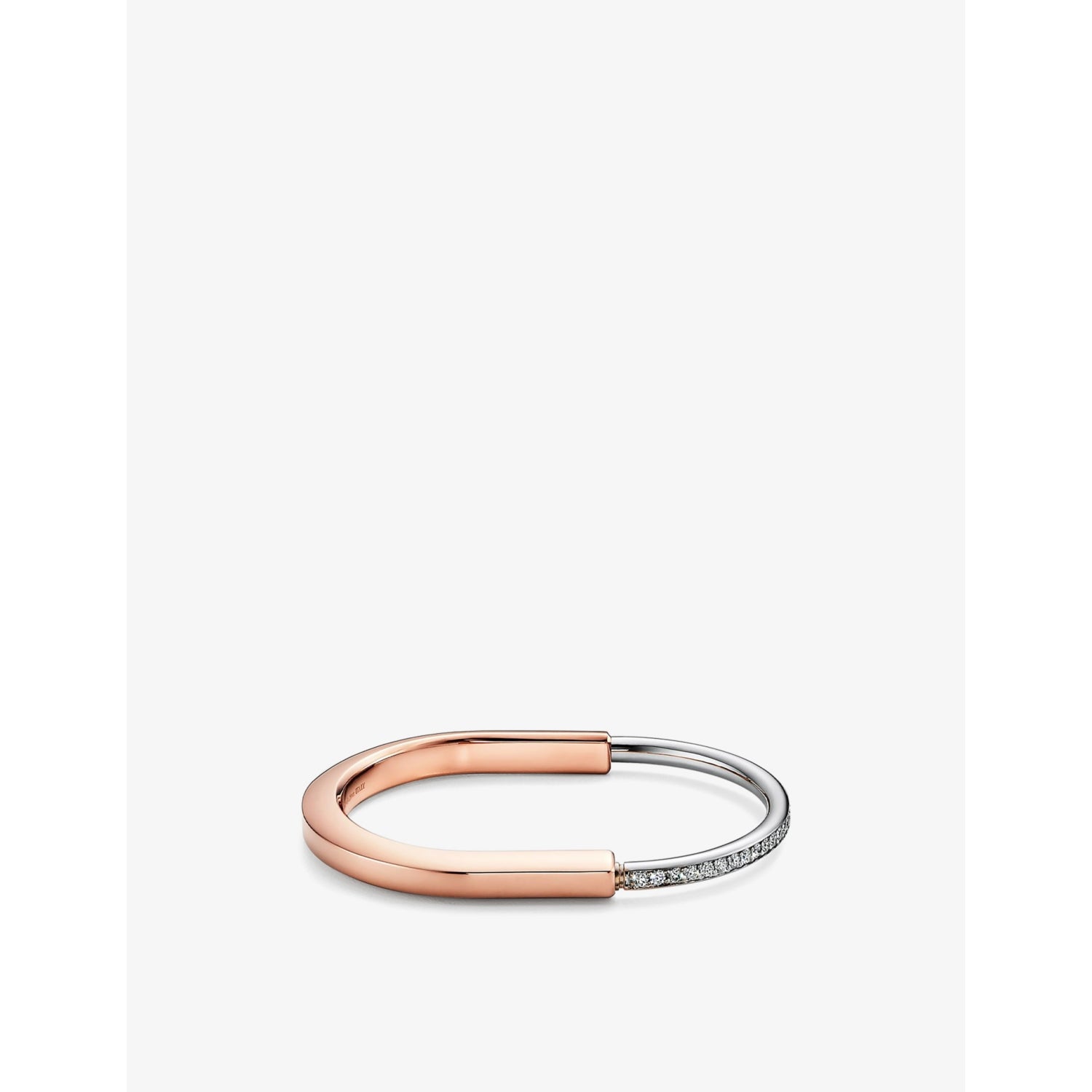 Lock 18ct rose and white-gold and 1.08ct diamond bangle bracelet - S