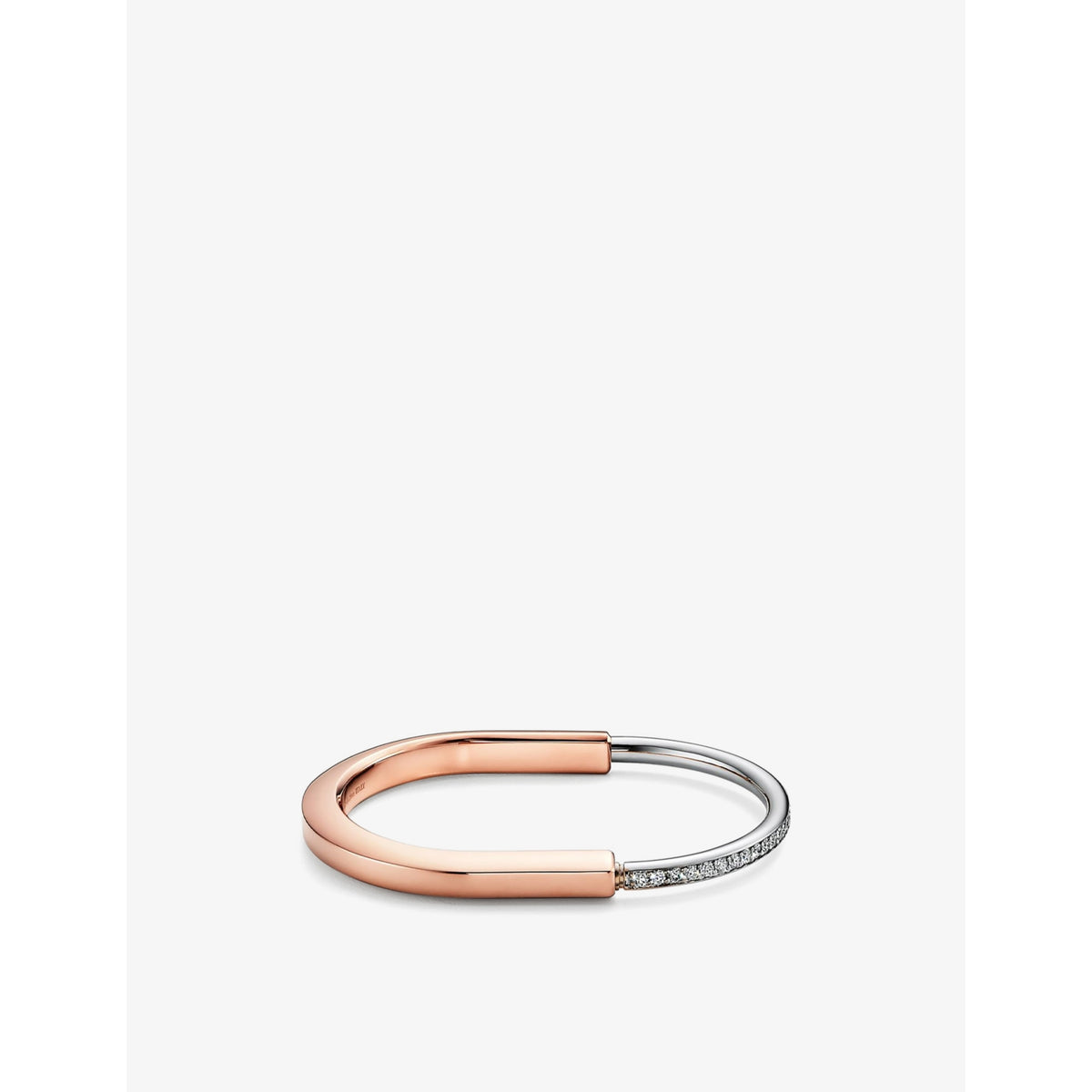 Lock 18ct rose and white-gold and 1.08ct diamond bangle bracelet - S