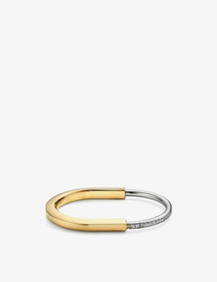 Tiffany & Co. Lock 18ct Yellow and White Gold 1.08ct Diamond Bangle Bracelet