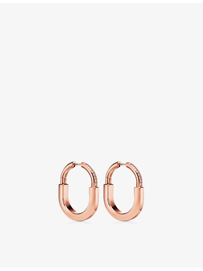 Tiffany & Co lock diamond earrings 18ct rose gold - British product