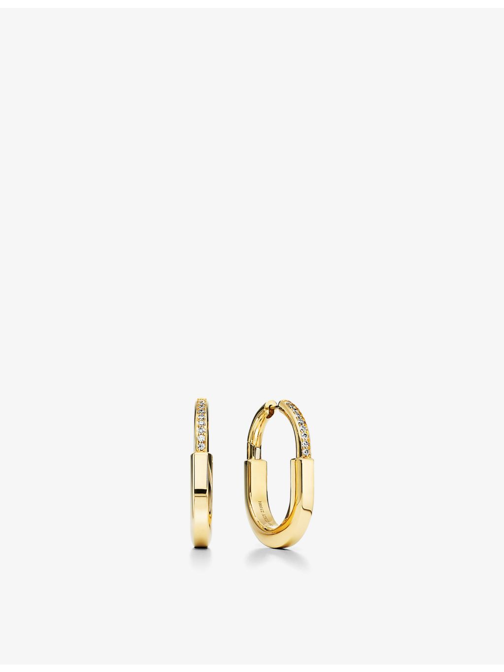 Tiffany & Co Lock 18ct yellow gold diamond earrings medium, UK version