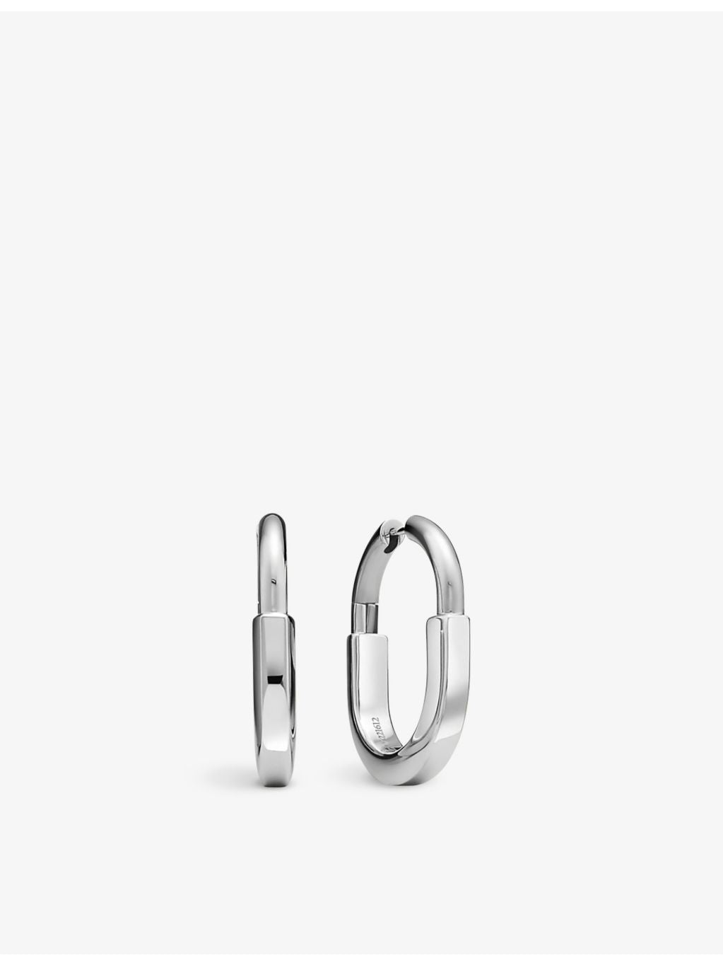 Tiffany Lock medium rhodium-plated white gold hoop earrings, imported from the UK