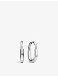 Tiffany Lock medium rhodium-plated white gold hoop earrings, imported from the UK