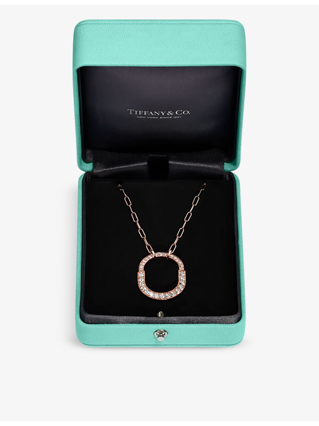 Tiffany Lock medium 18ct rose-gold diamond pendant, UK version
